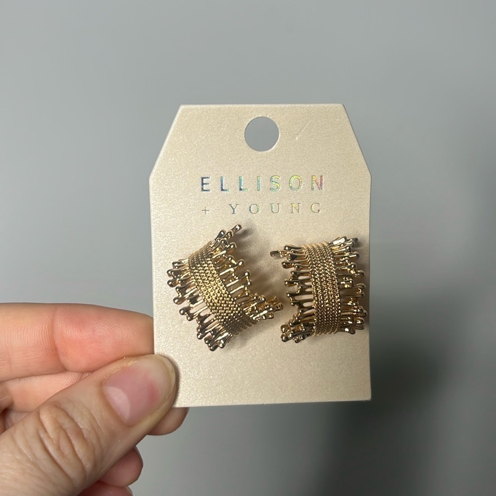 Women’s Gold Ellison Young Hoop Designed Earrings - Picture 2 of 3